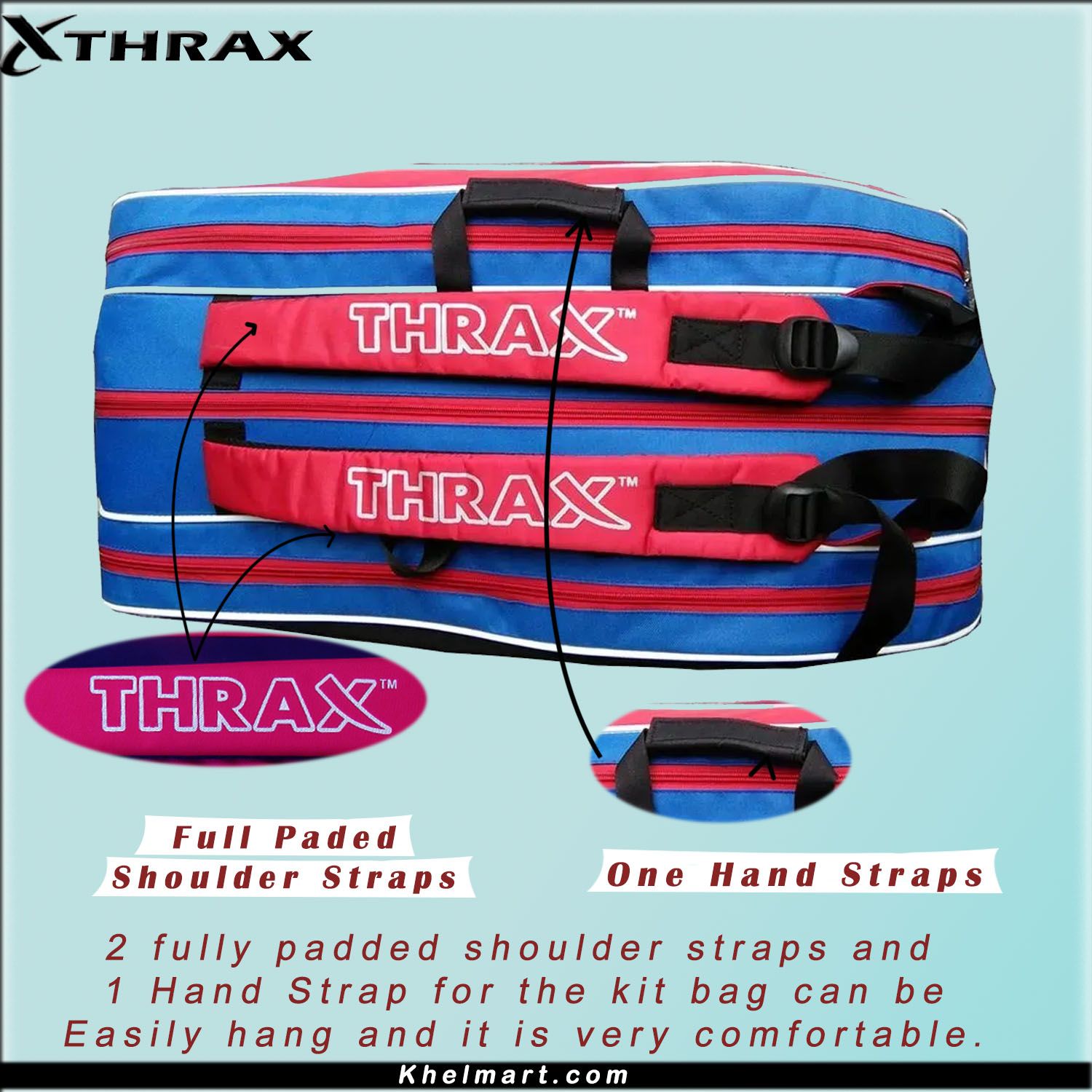 Thrax Gtx Series Badminton Kit Bag Red And Blue