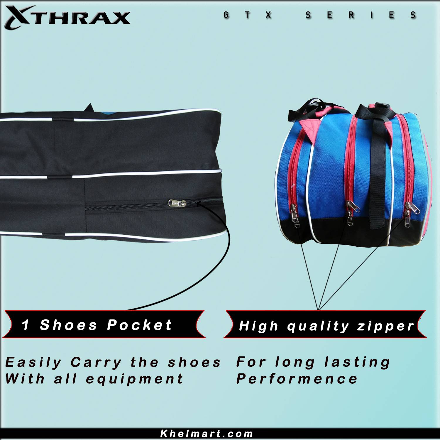 Thrax Gtx Series Badminton Kit Bag Red And Blue