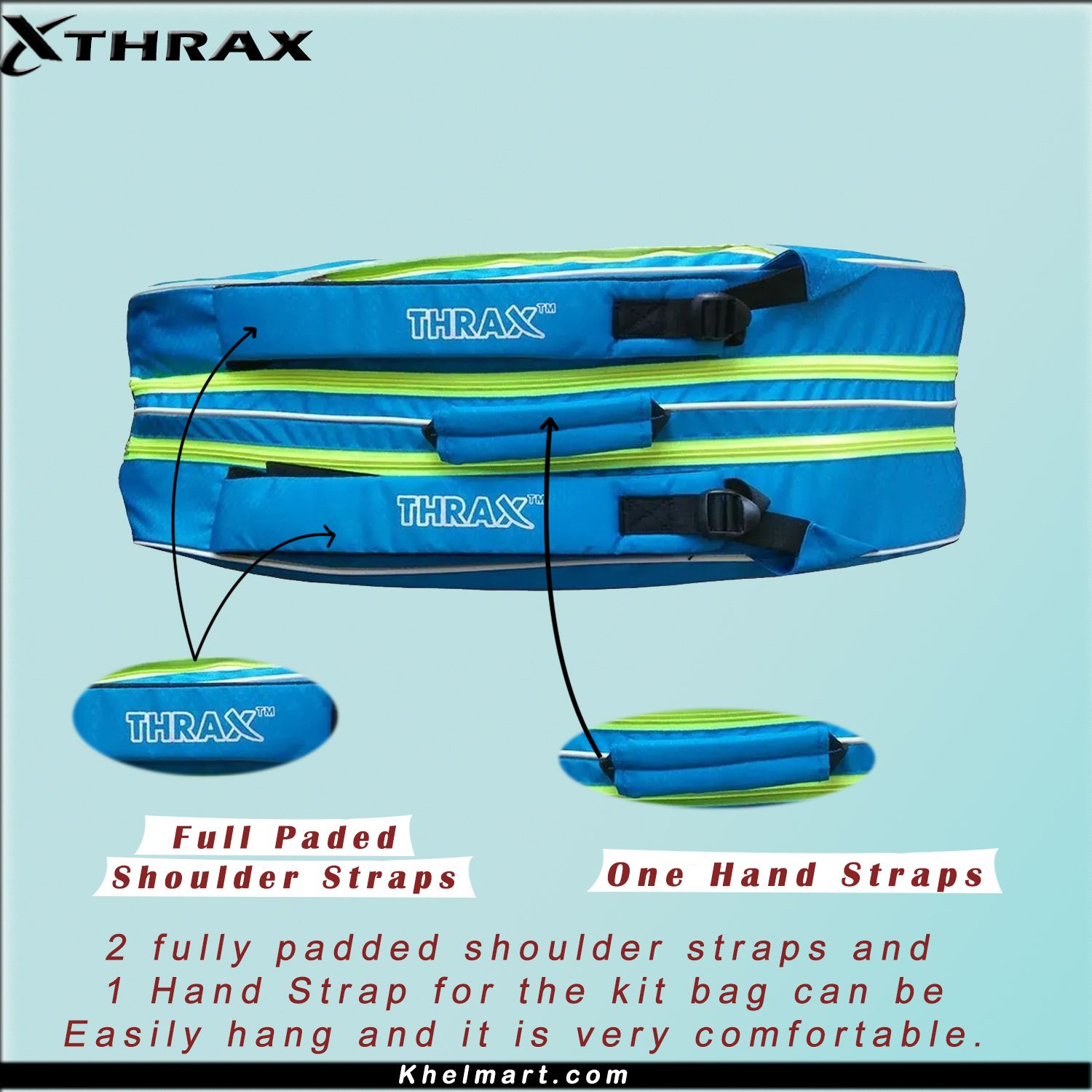 Thrax MX 01 Badminton Kit Bag Sky Blue And Lime
