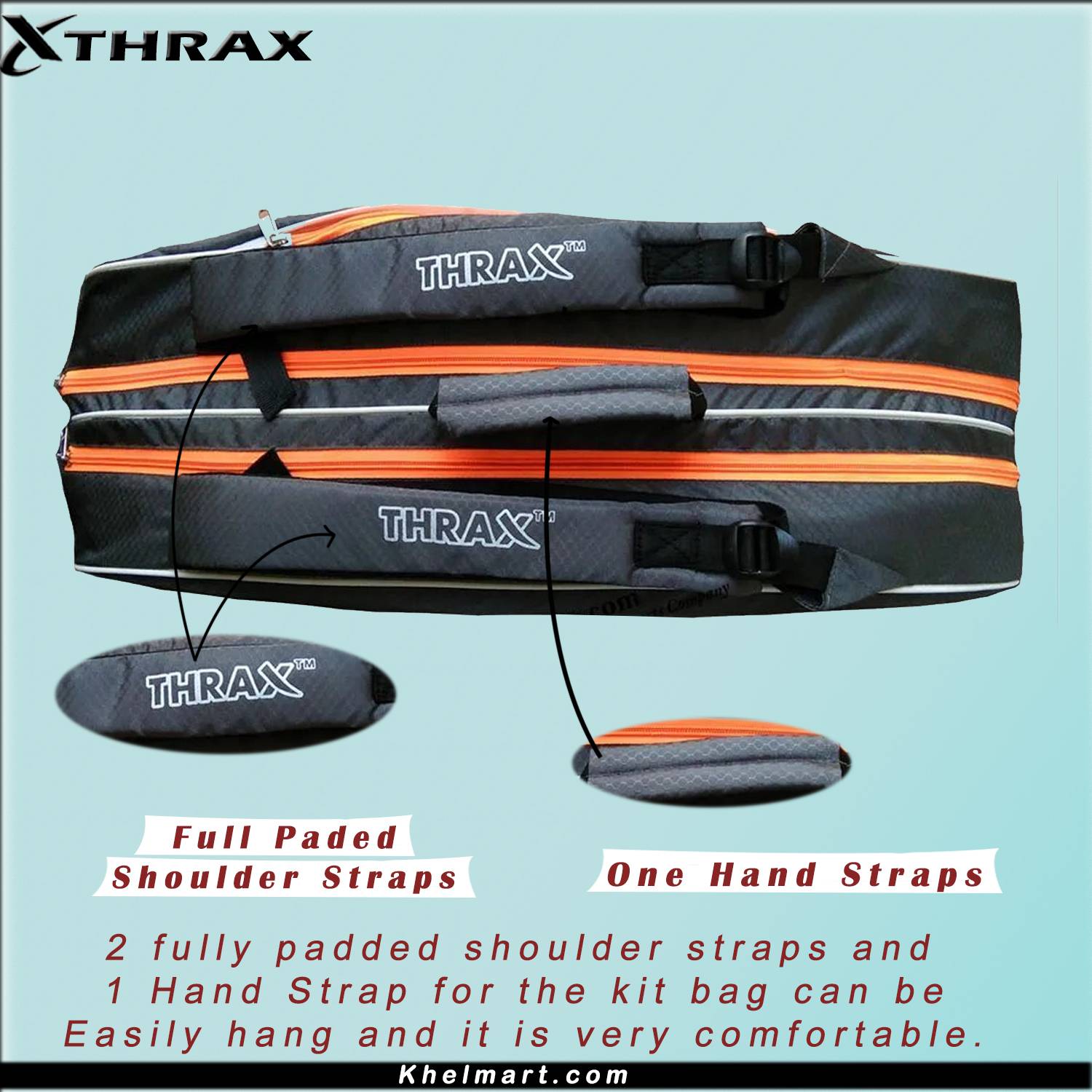 Thrax MX 01 Badminton Kit Bag Grey And Orange