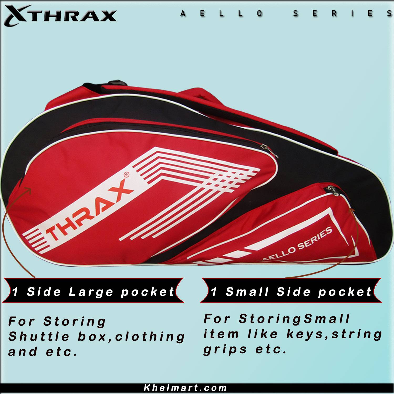  Thrax M Aello Series Badminton Kitbag Red Black