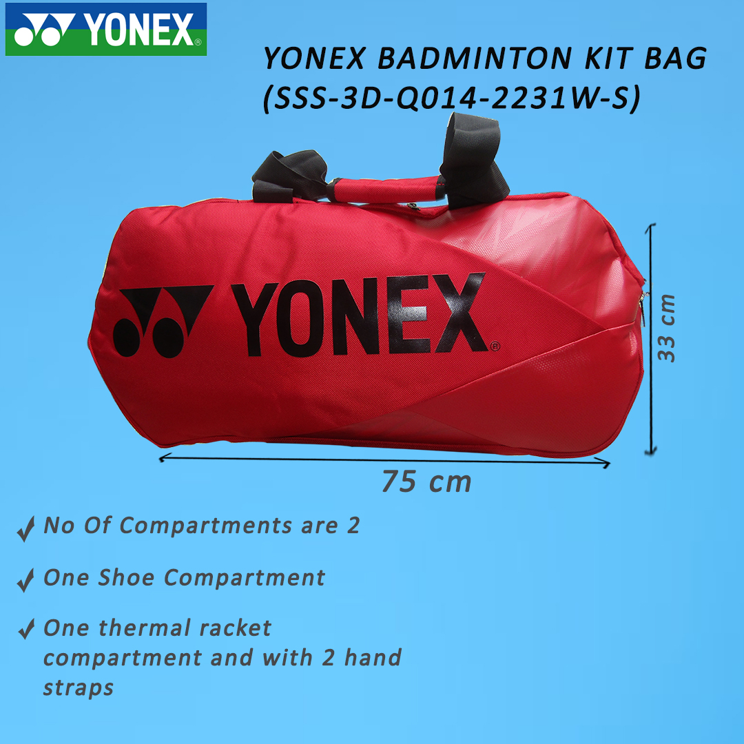 YONEX SSS-3D-Q014-2231W-S Badminton Kit Bag - (Scarlet Smile - Black)