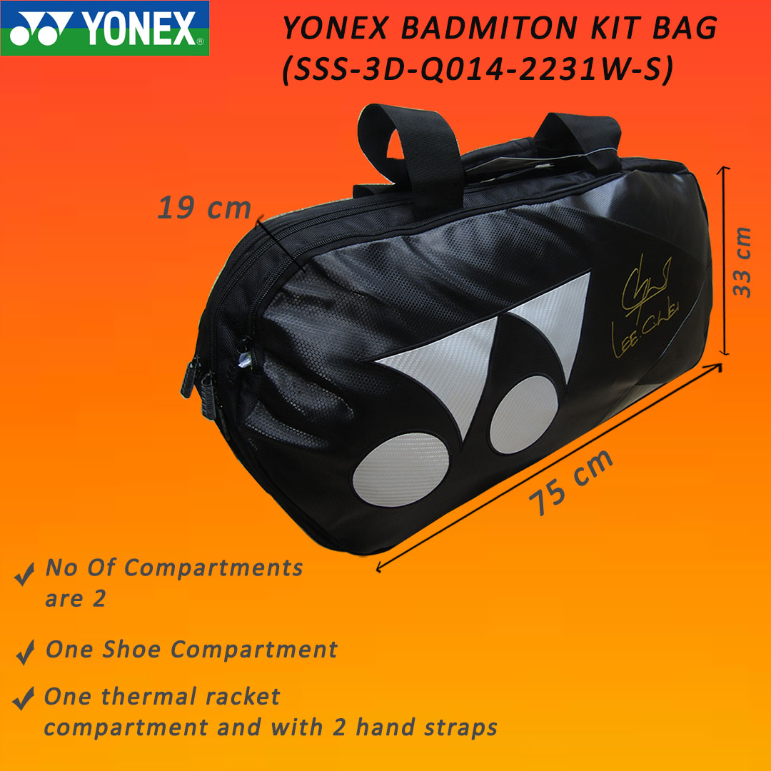YONEX SSS-3D-Q014-2231W-S Badminton Kit Bag - (Black - Silver)