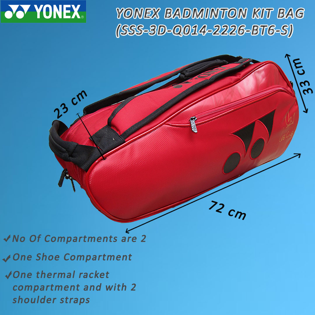 YONEX SSS-3D-Q014-2226-BT6-S Badminton Kit Bag - (Red-Black)