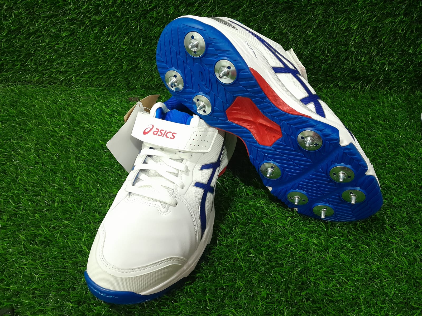 Asics gel speed Menace FF Spike Cricket Shoes White Tuna Blue 