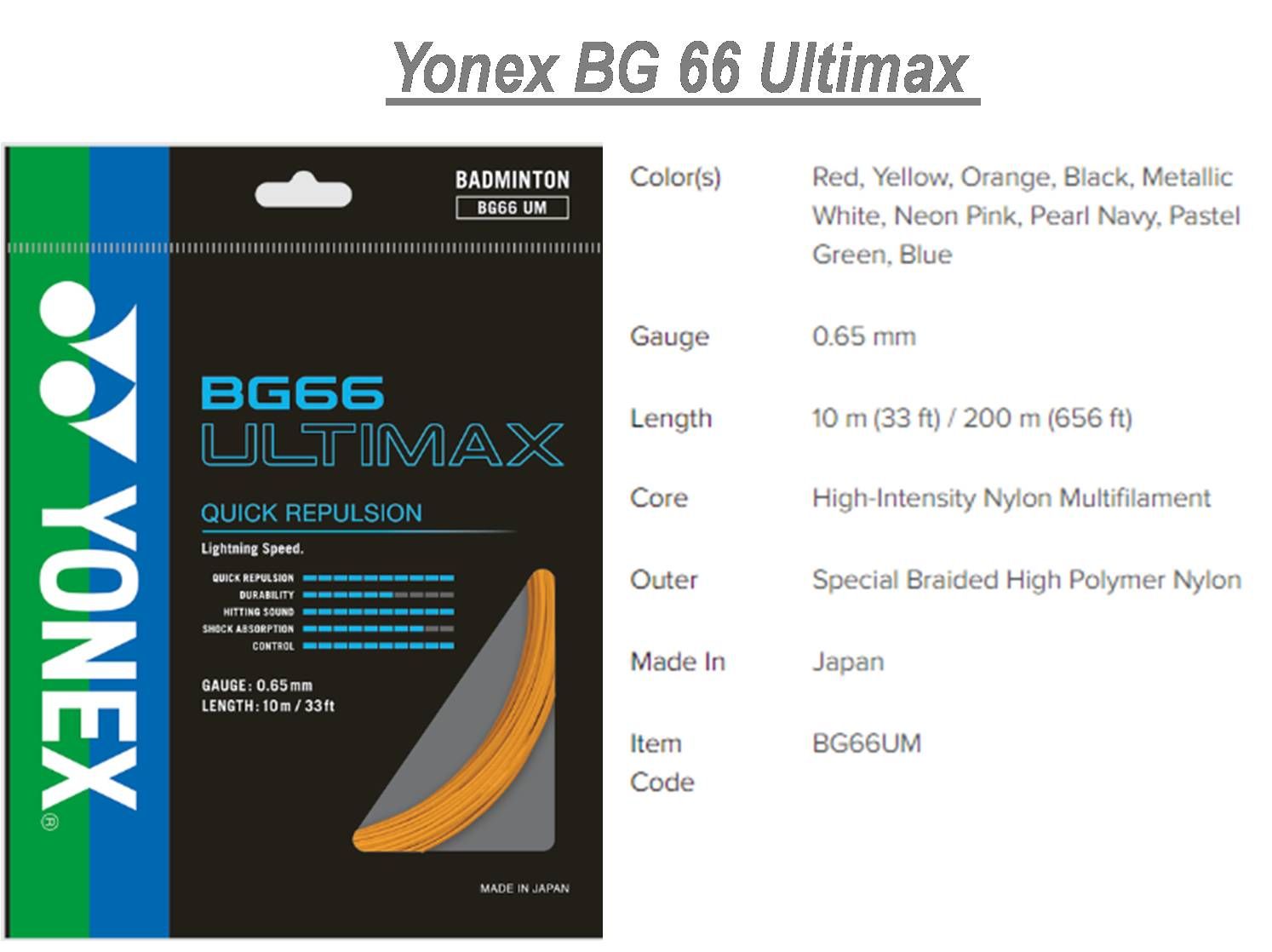 Yonex_BG_66_ultimax_String_Details