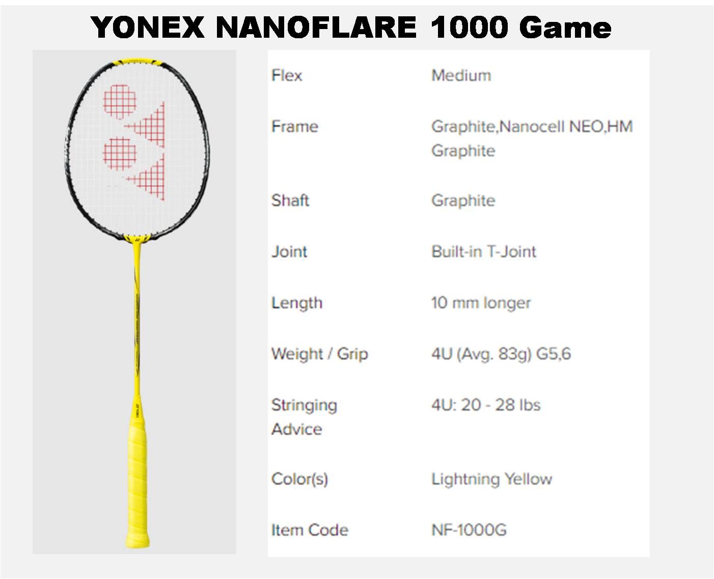 Yonex_nanoflare_1000_game_Specifications