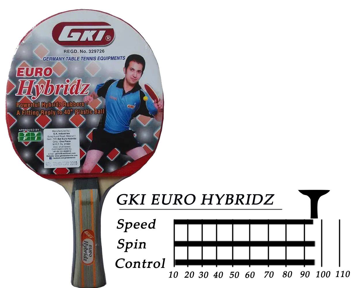 GKI Euro Hybridz Table Tennis Racquet